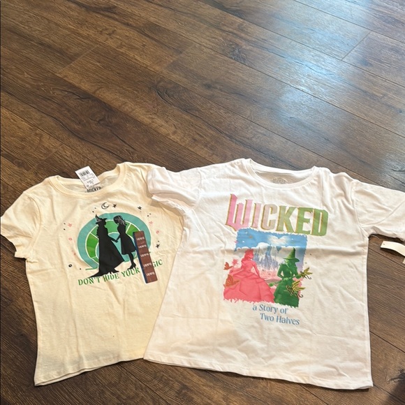 Cream and White Short Sleeve Tees with Graphic Designs - Picture 1 of 2